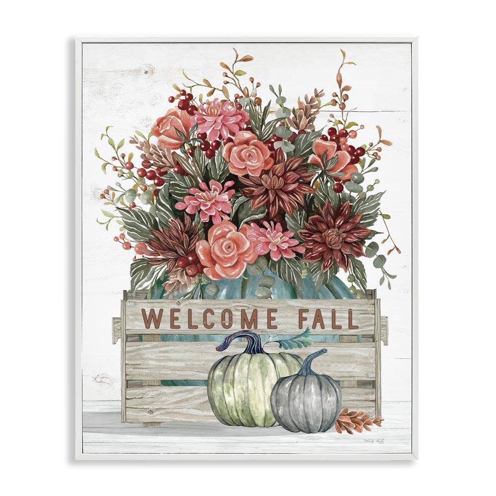 Welcome Fall Seasonal Blooms by Cindy Jacobs White Framed Graphic Typography Art Print 16 in. x 20 in. price history on PriceWatchPro