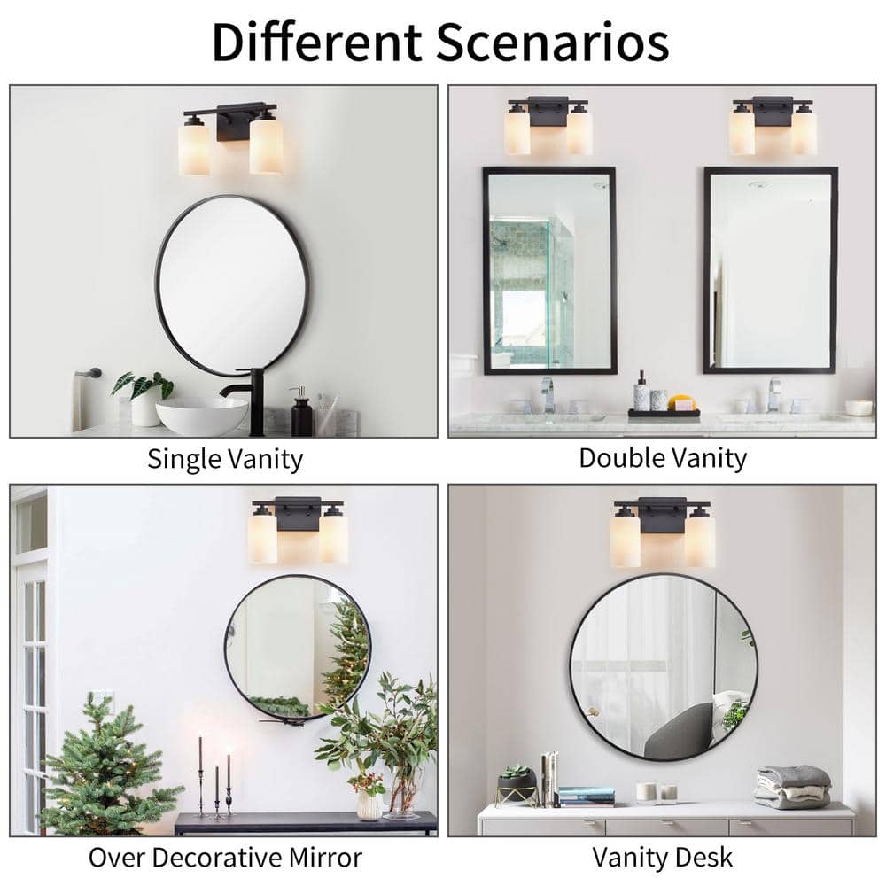 Black Steel 2-Light Dimmable Cylinder Vanity Light