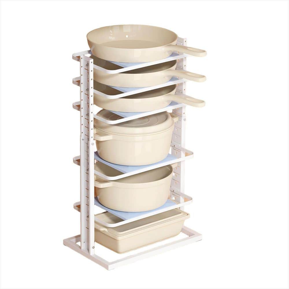 6-Tier Iron Heavy Duty Pan Pot Organizers, Adjustable 14 in. to 24.57 in. for under Cabinet, White price history on PriceWatchPro