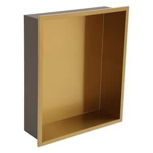 14 in. W x 4 in. H x 12 in. D Stainless Steel Shower Niche Set of 1 Piece in Gold Single Shelf Organizer Storage