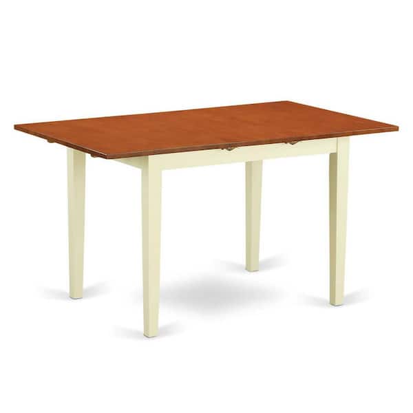 East West Furniture 3-Piece Linen White Finish Rectangular Solid Wood Top Dining Table Set
