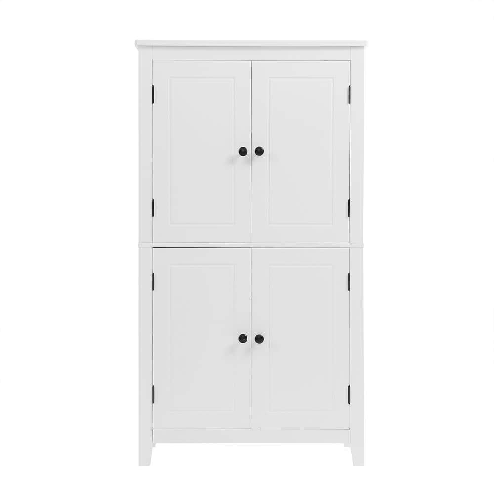 23.6 in. W x 11.8 in. D x 43.3 in. H White Linen Cabinet with 4 Doors and A
