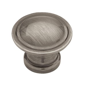 Ridge 1-1/8 in. (28mm) in. Brushed Nickel Plated Round Cabinet Knob