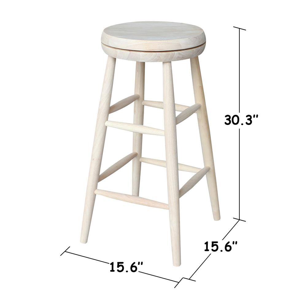 Classic 31" Swivel Scooped Seat Barstool in Unfinished Wood