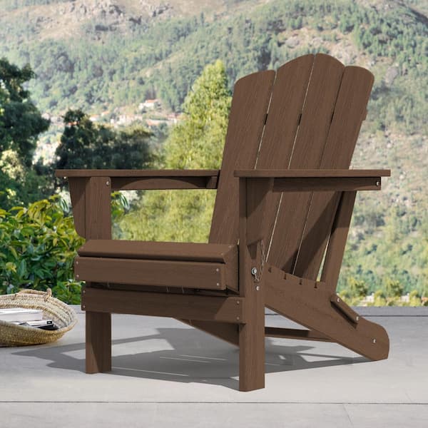 JEAREY Coffee HDPE Folding Plastic Adirondack Chair(1 Pack）