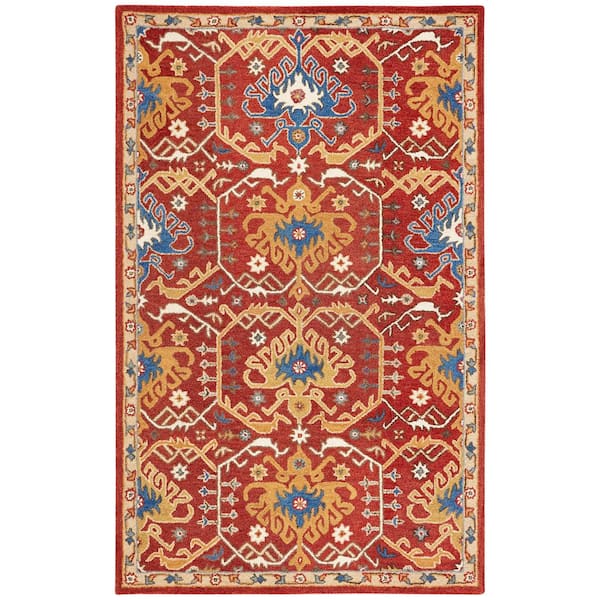 Antiquity 6 ft. x 9 ft. Red/Yellow Traditional Medallion Area Rug