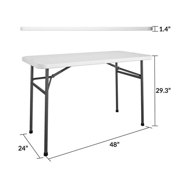 Cosco 4 Ft Straight Folding Resin, White Table Dimensions