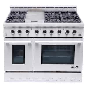 Entree 48 in. 7.2 cu. ft. Professional Style Dual Fuel Range with Convection Oven in Stainless Steel and Black