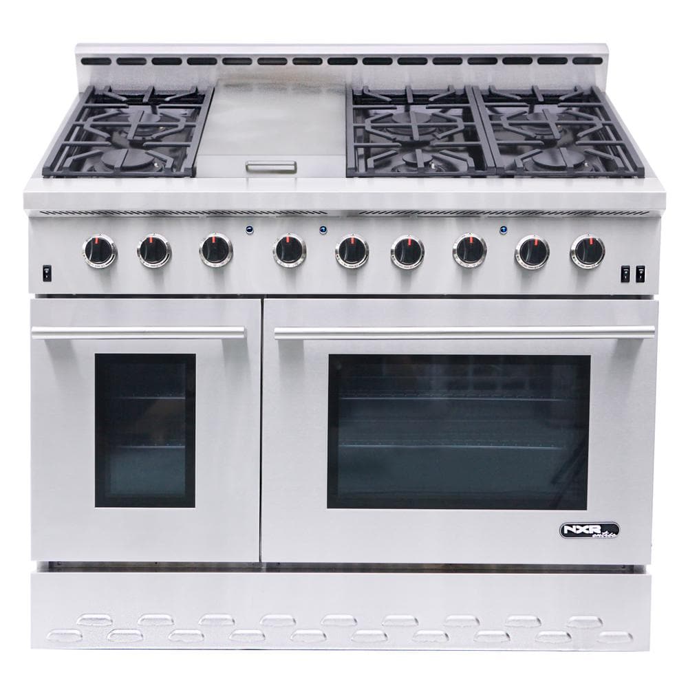 30 Inch Professional Gas Range with 4 German Tower Dual Flow Burners, 4.5  Cu. Ft. Oven Capacity, Continuous Cast Iron Grates, Infrared Broiler, Blue