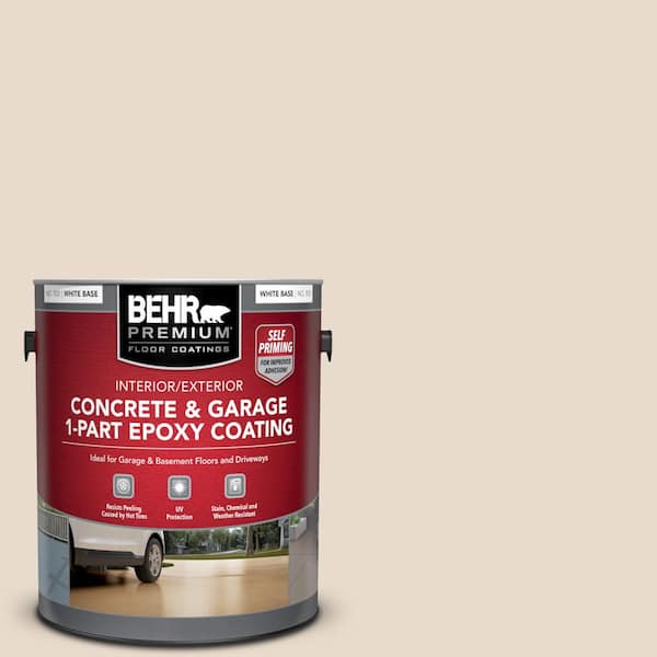 BEHR PREMIUM 1 gal. #N240-1 Cascade Beige Self-Priming 1-Part Epoxy Satin Interior/Exterior Concrete and Garage Floor Paint