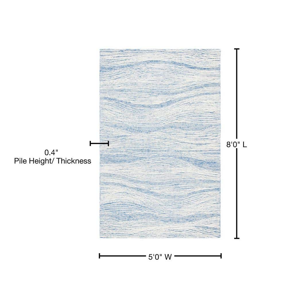 Hand-tufted Wool Rectangular Rug in Vivid Blue - 5' x 8'