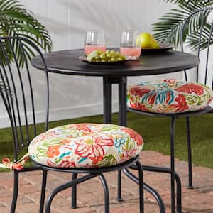 Breeze Floral 15 in. Round Outdoor Seat Cushion (2-Pack)
