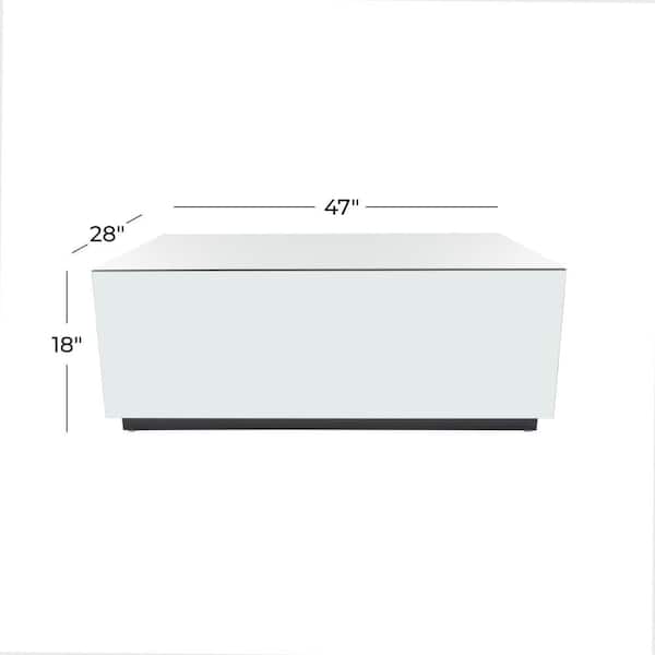 47 in. Silver Medium Rectangle Glass Mirrored Coffee Table
