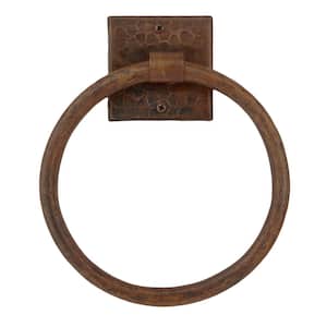10 in. Hand Hammered Copper Full Size Bath Towel Ring in Oil Rubbed Bronze