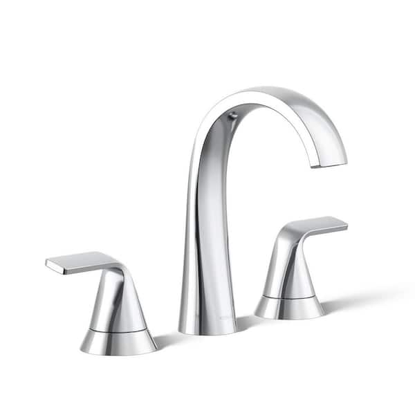 Cursiva 8 in. Widespread 2-Handle Bathroom Faucet in Polished Chrome