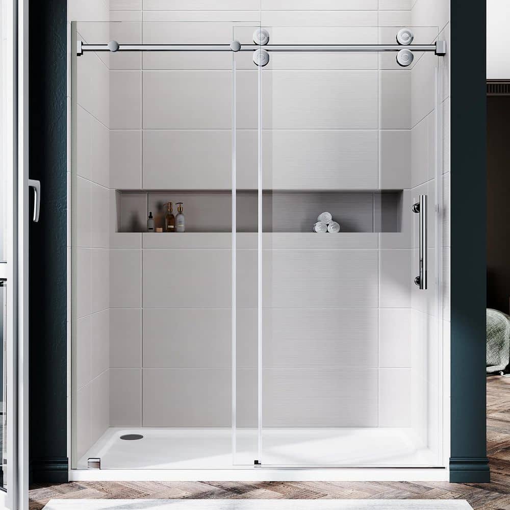 UKS04 66 to 72 in. W x 76 in. H U-Channel Sliding Frameless Shower Door in Chrome, EnduroShield 3/8 in. Clear Glass price history on PriceWatchPro