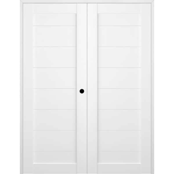 Belldinni Ermi 56 in. x 80 in. Left Hand Active Bianco Noble Finished Wood Composite Double Prehung Interior Door