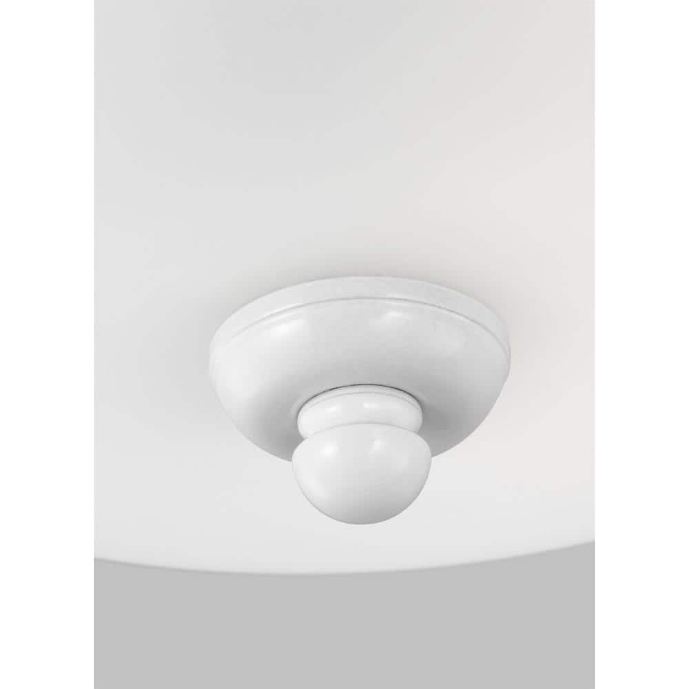 Transitional 14.5'' White Glass Bowl Flush Mount Ceiling Light