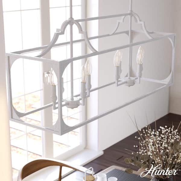 Highland Hill 8 Light Distressed White Candlestick Chandelier Kitchen Light