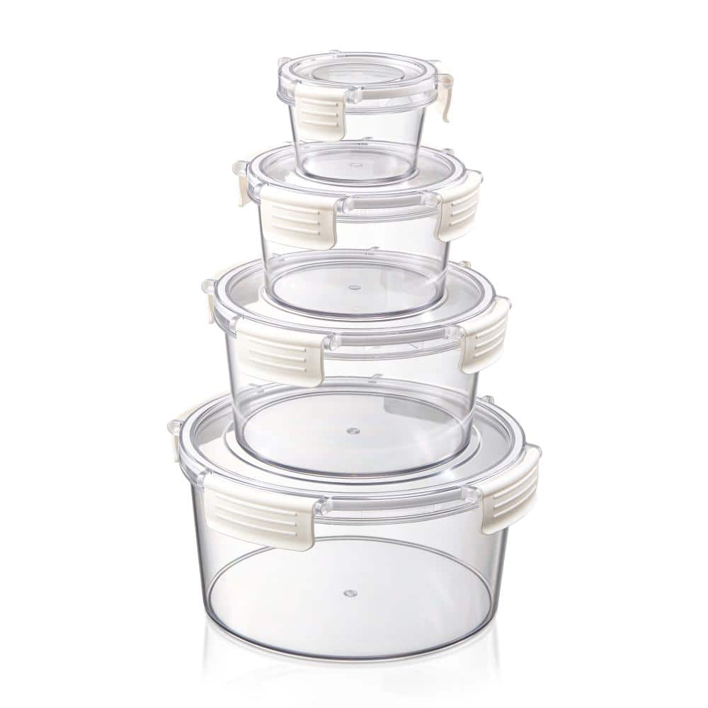 Stackable Plastic Food Storage Container with Lids (4 Pack), Clear Airtight Pantry Canister for Kitchen Organization price history on PriceWatchPro