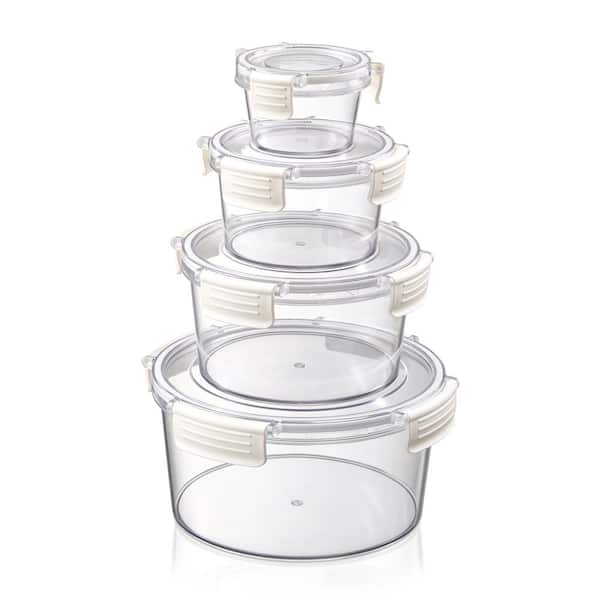 Stackable Plastic Food Storage Container with Lids (4 Pack), Clear Airtight Pantry Canister for Kitchen Organization