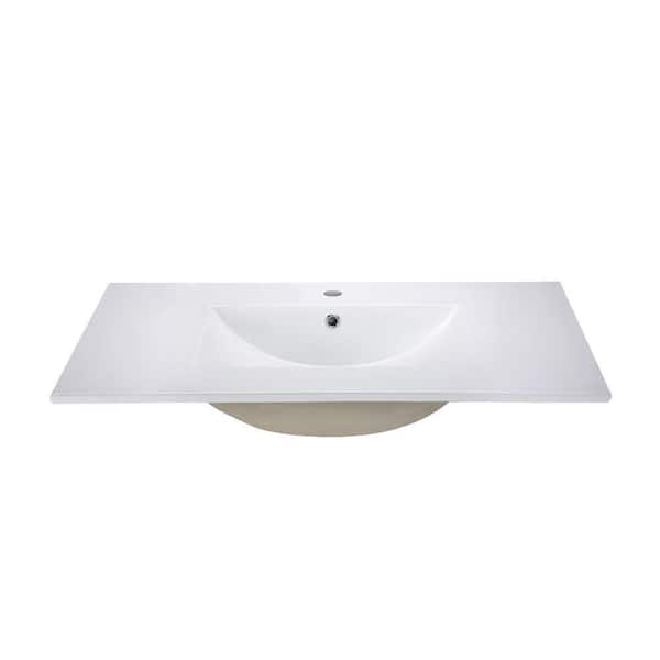 RYVYR 37 in. Vitreous China Vanity Top with Integral Basin in White