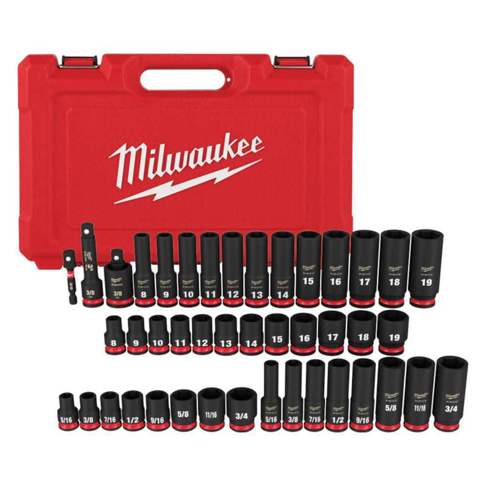 Milwaukee SHOCKWAVE 3/8 in. Drive SAE and Metric Point Impact Socket Set  (43-Piece) 49-66-7009 The Home Depot