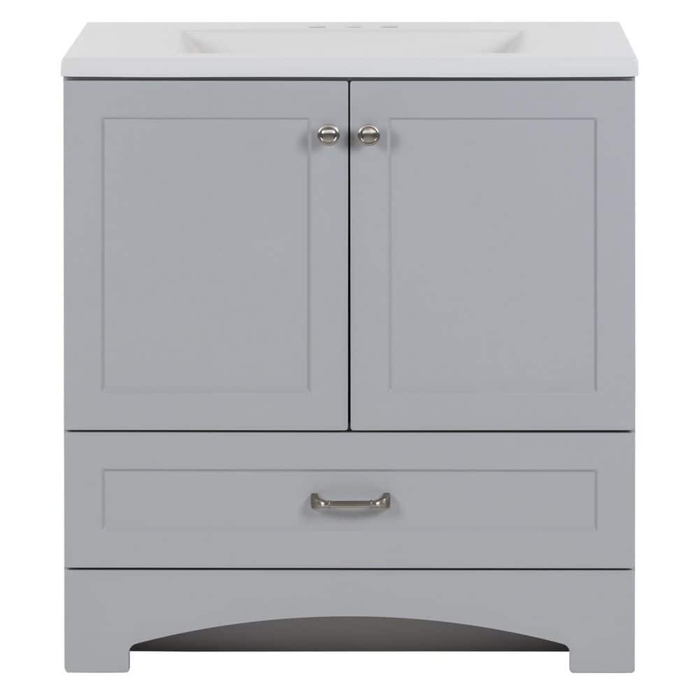 Glacier Bay Lancaster 30 in. W x 19 in. D x 33 in. H Single Sink Bath Vanity in Pearl Gray with White Cultured Marble Top -  B30X20319