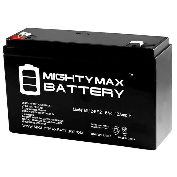 MIGHTY MAX BATTERY 6V 12AH F2 Battery Replacement for Battery Center BC-6100