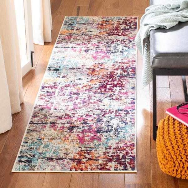 Madison Red/Light Blue 2 ft. x 10 ft. Runner Rug