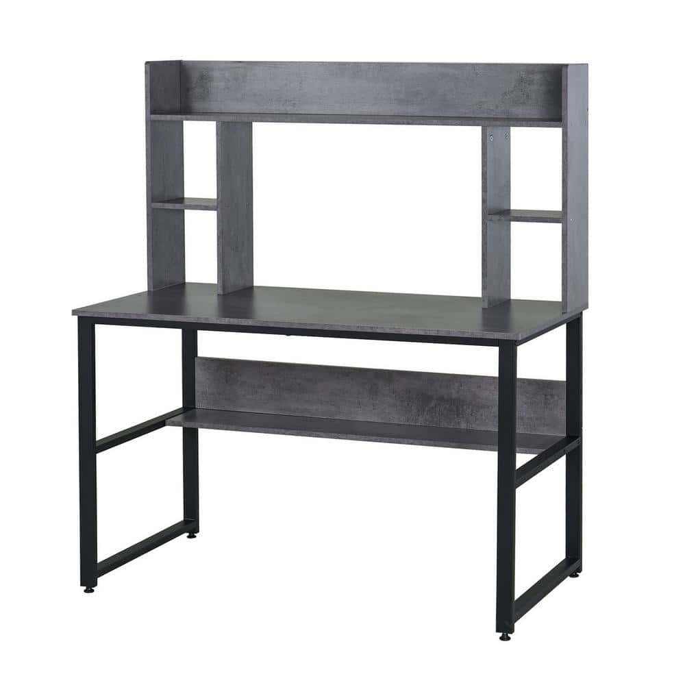 47.25 in. Grey Writing Computer Desk with Storage Shelves and
