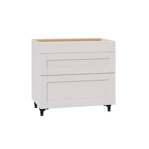 Shaker Assembled 36x34.5x24 in. 3-Drawer Base Cabinet for Cooktop with 1-False Drawer front in Vanilla White