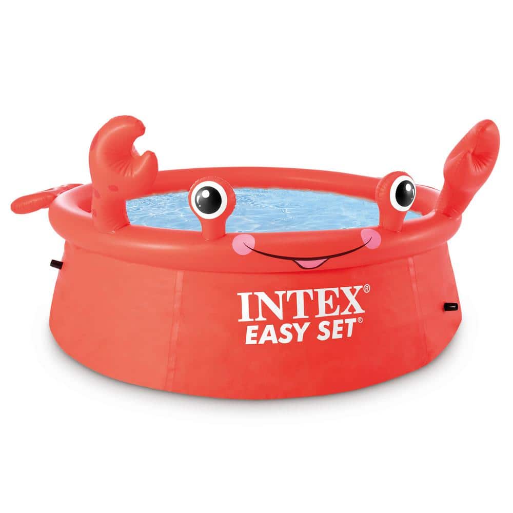 Intex 6 ft. x 20 Home Pool Inflatable Round Depot The Set Kiddie Easy Ring in. 26100EH Crab - Happy