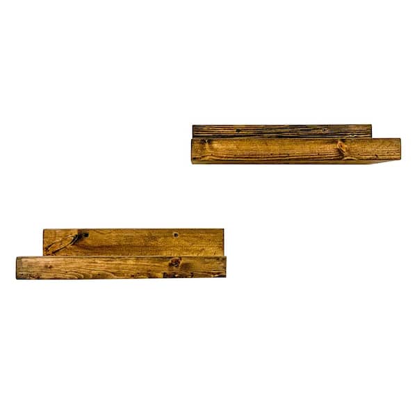 Unbranded Rustic Luxe 7 in. x 16 in. Dark Walnut Pine Floating Decorative Wall Shelve