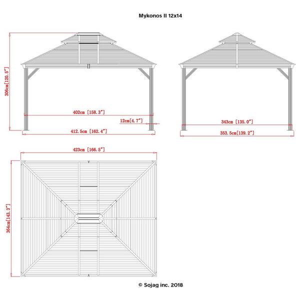 Mykonos Double-Roof Aluminum Gazebo 