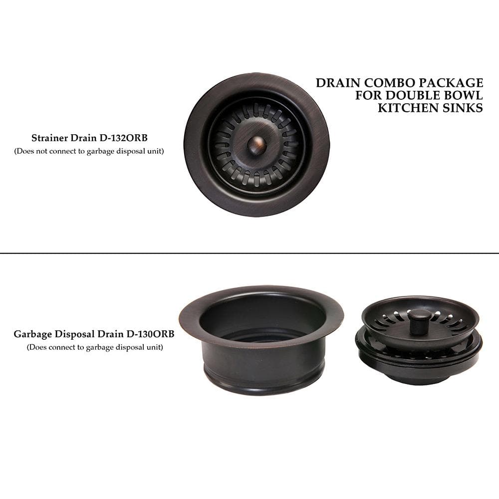 Premier Copper Products Drain Combination Package for Double Bowl Kitchen Sinks, Oil Rubbed Bronze -  DC-1ORB