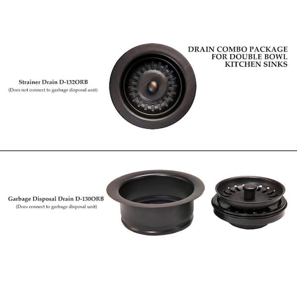 Premier Copper Products Drain Combination Package for Double Bowl Kitchen Sinks, Oil Rubbed Bronze