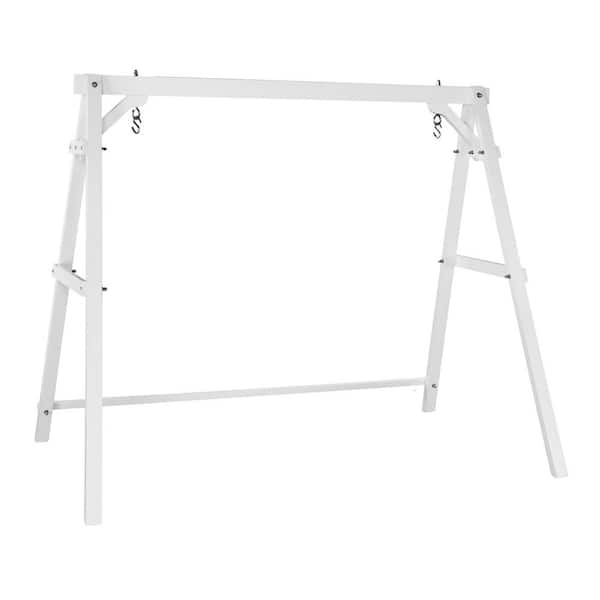 Karl home 84 in. 3-Person White Wood Porch Patio Swing Stand