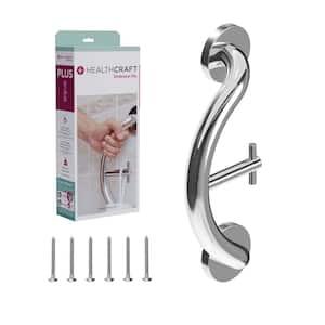 Plus, 14 in. Concealed Screw Grab Bar And Towel/Robe Hook, Decorative Grab Bar ADA Compliant in Polished Chrome