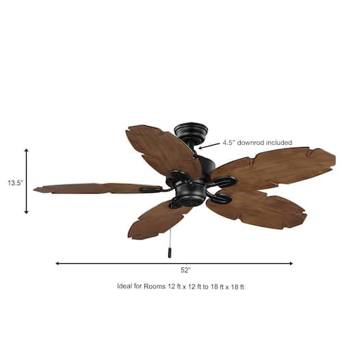 Lillycrest II 52 in. Indoor/Outdoor Matte Black Wet Rated Ceiling Fan with 5 Weather Resistant QuickInstall Blades Hampton Bay Ceiling Fans Without Lights