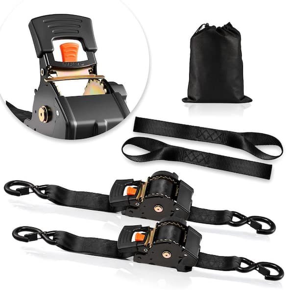 Retractable Ratchet Straps 2 Pack, 2 in. x 10 ft., Tie Down w/ S Hooks, 3033 lbs. Break Strength, Soft Loops 2025 Update
