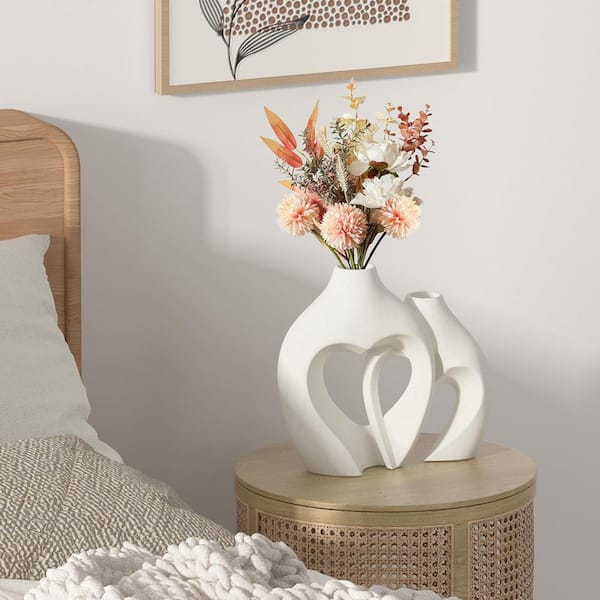 Afoxsos Heart Shaped Ceramic, Minimalist Decorative Vase Set of 2