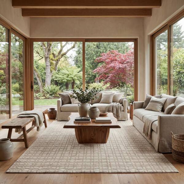 Lirielle Checkered Washable Area Cream 9 ft. x 12 ft. Indoor Area Rug