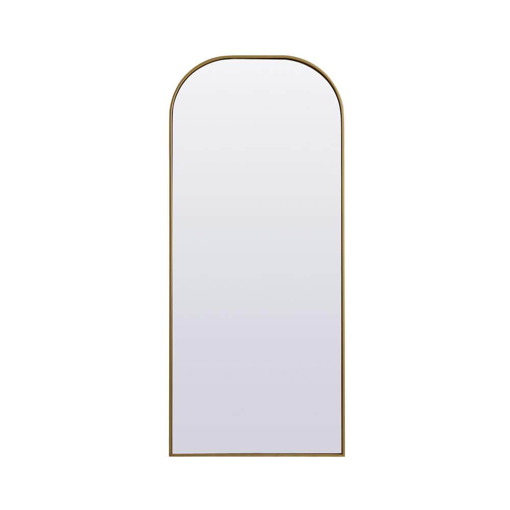 Simply Living 28 in. W x 66 in. H Arch Metal Framed Brass Full Length Mirro