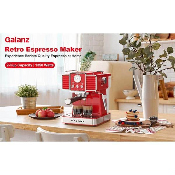 Galanz 2-Cup Red Espresso Machine with Retro Design GLEC02RDRE14 - The Home  Depot