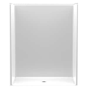Accessible AcrylX 60 in. x 34 in. x 75.6 in. 1-Piece Shower Stall with Center Drain in White