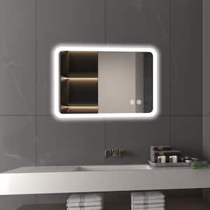 20 in. W x 28 in. H Rectangular Frameless with LED Anti-Fog and Lighted Wall Mirror Bathroom Vanity Mirror in Sliver