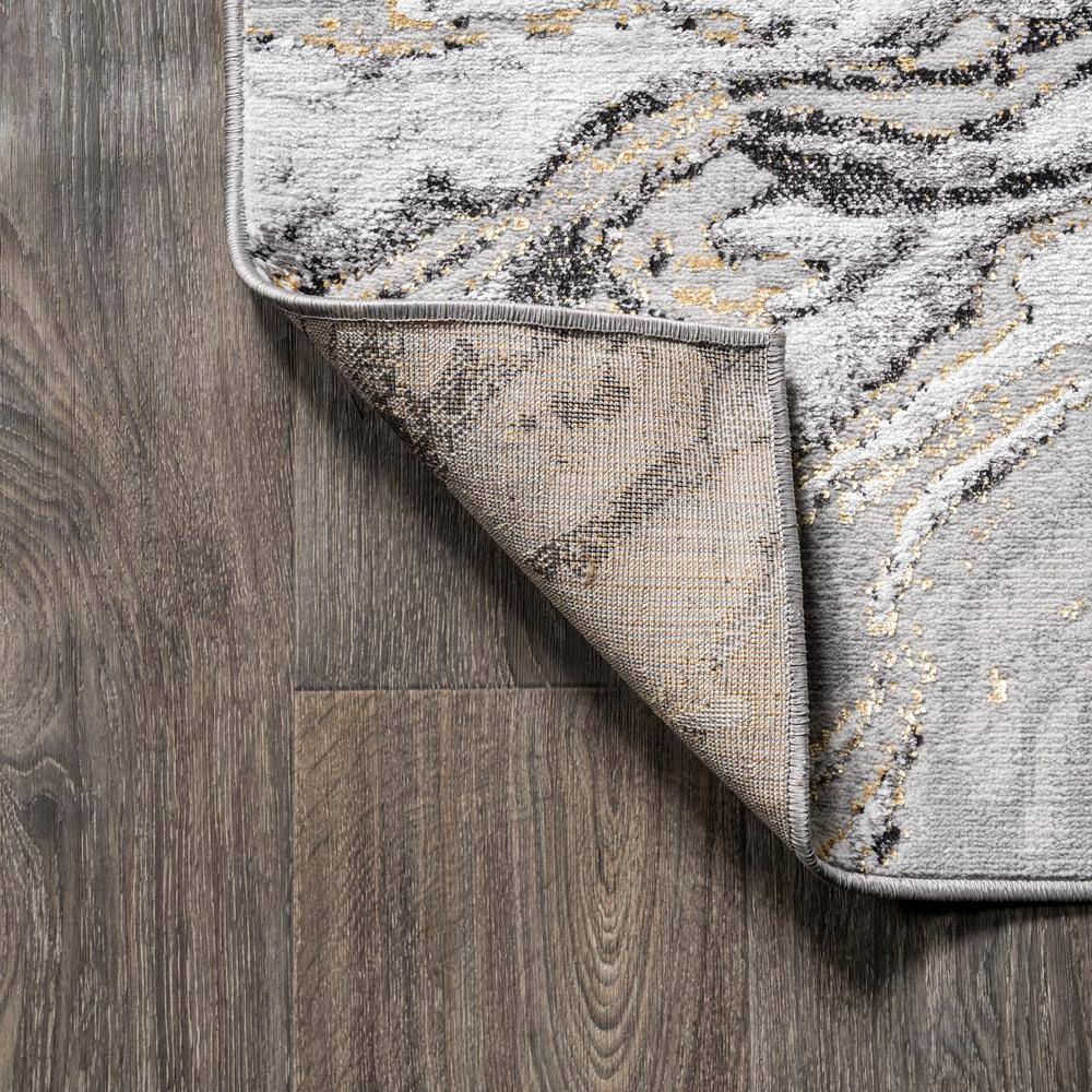 Abstract Swirl Marbled Gray Synthetic 5'x8' Area Rug