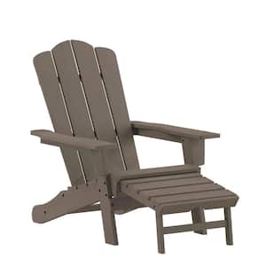Brown Outdoor Lounge Faux Wood Resin Adirondack Chair