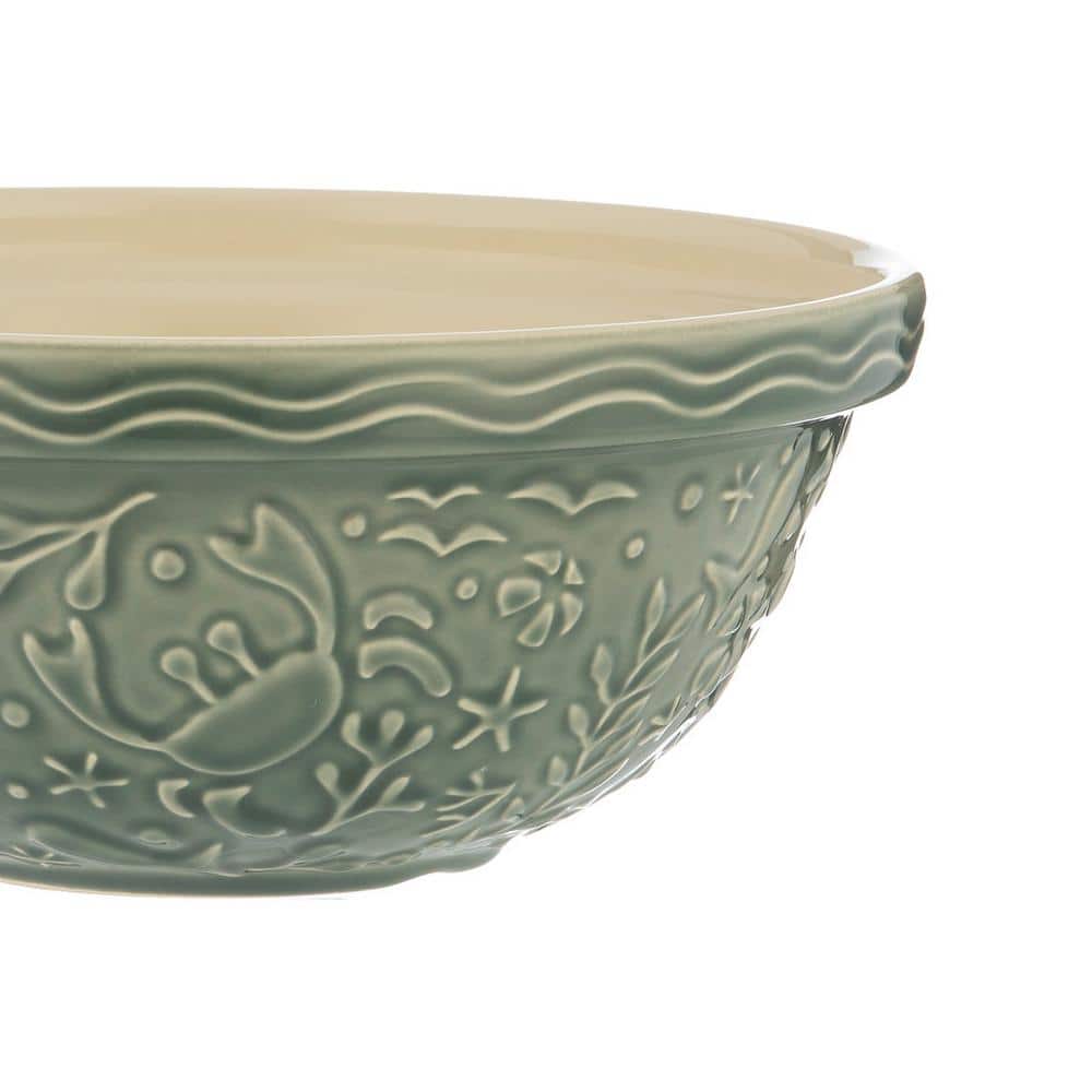 Nautical Gray Ceramic Mixing Bowl with Embossed Design